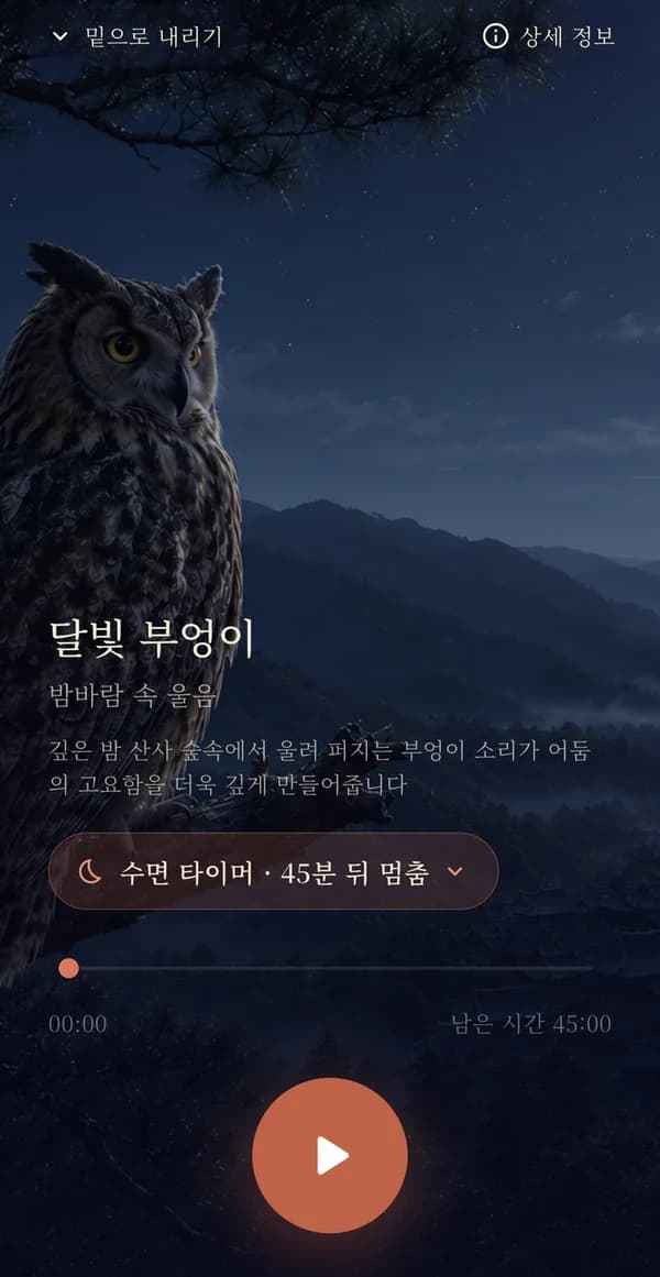 잠념 앱 플레이어 화면
